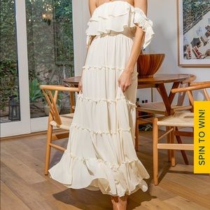 Chance For Us Ivory Off-the-Shoulder Ruffled Maxi Dress - LuLus (Ivory)